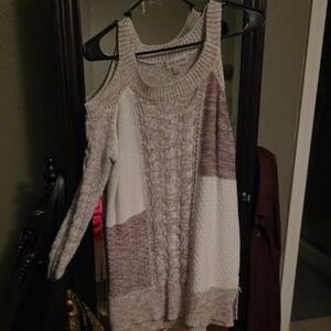 Knox Rose Women's Off-the-Shoulder Sweater - Cream and Brown